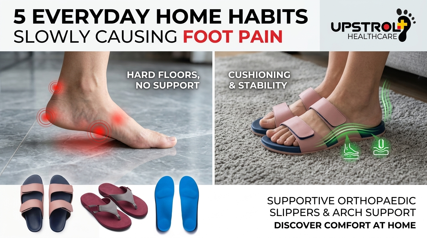 foot pain caused by everyday home habits like barefoot walking and flat slippers