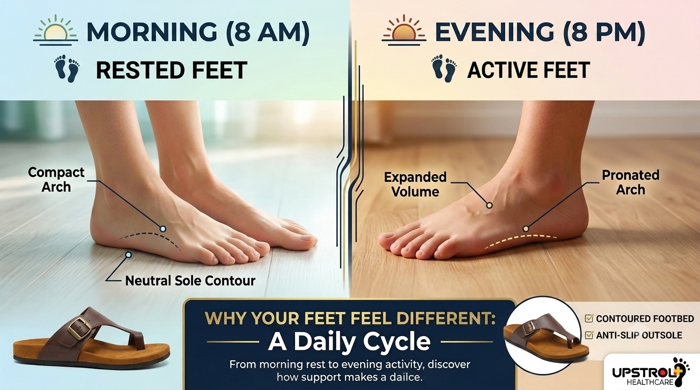 Ever noticed your slippers fit differently at the end of the day? Learn why your feet change throughout the day and how the right slippers keep you comfortable.